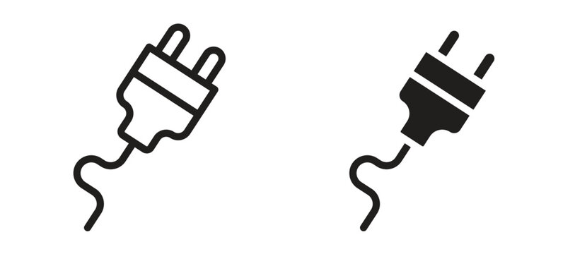 Electrical plug icon symbol, black style vector icons pack