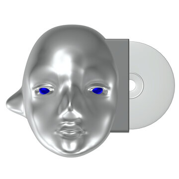 Y2K Silver Chrome CD DVD Music Player 3D Futurism Disc