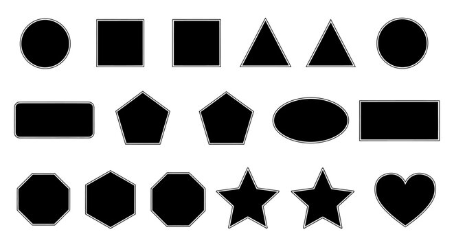 Black Geometric Shapes Set Collection for Graphic Design