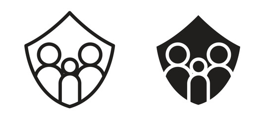 Obraz premium Family insurance icon symbol, black style vector icons pack
