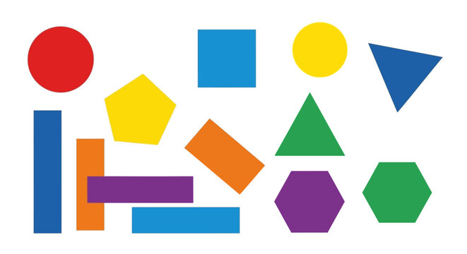 Colorful Geometric Shapes Collection on White Background