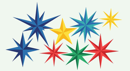 Obraz premium Colorful Star Shapes Set on Light Background