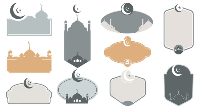 Islamic Ramadan Kareem Decorative Labels and Frames Set
