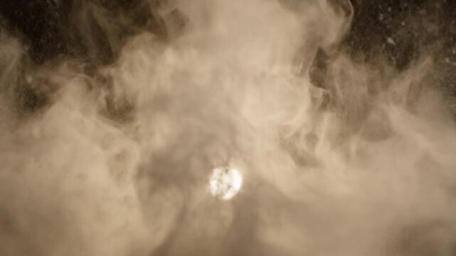 Sunlight dust particles air cloud with brown abstract texture background light atmosphere environment fog haze smoke mist nature outdoor bright glow warm soft blurred diffuse airborne dusty natural