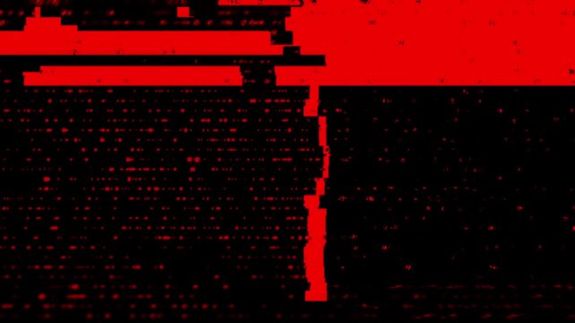 The effect of a red digital glitch. A strong background of data corruption. Intense distortion of the red signal. Superimposing a cyberpunk glitch.