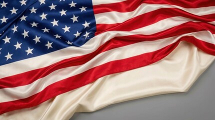 Obraz premium American flag waving on gray background symbolizing patriotism and freedom with red white and blue colors