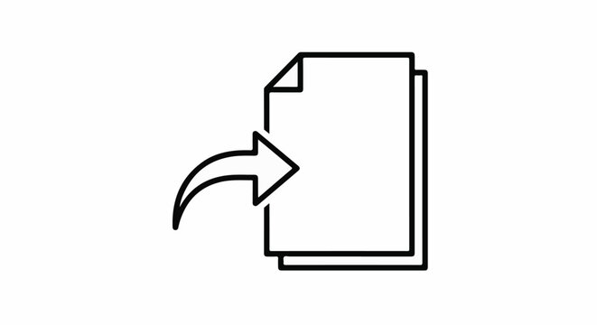Arrow pointing to stacked sheets of paper icon