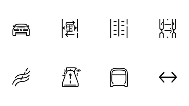 Road Signs Icons: A collection of concise road sign icons, conveying essential information for safe and efficient travel. Minimalist style, perfect for navigation and transport related projects.
