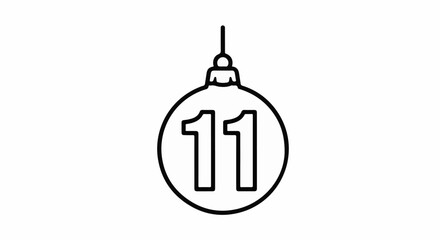 Fototapeta premium Christmas ornament with the number eleven on a white background
