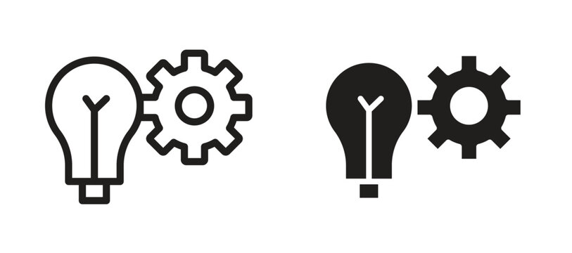 Implement icon symbol, black style vector icons pack