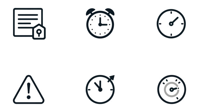 Time and Document Icons: A collection of various icons related to time and documents, offering a visual representation of schedules, deadlines, and important information.