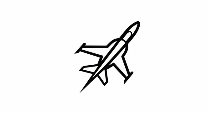 Sleek black outline of a modern jet aircraft in flight