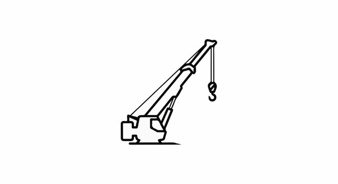 Outline of a heavy-duty construction crane with a hook