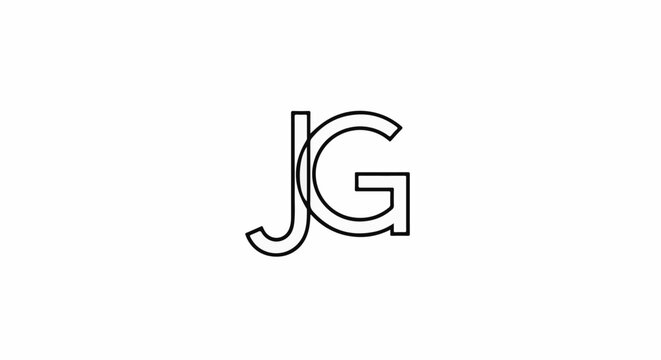 Stylized interlocking black letters J and G on a white background