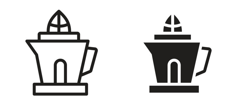 Juicer squeezer icon symbol, black style vector icons pack
