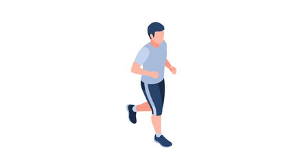 Obraz premium Isometric Vector Illustration of a Man Jogging and Running for Fitness and Healthy Lifestyle Isolated on White Background