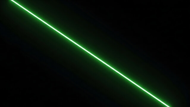 Bright green laser beam diagonal with abstract background light beam diagonal
