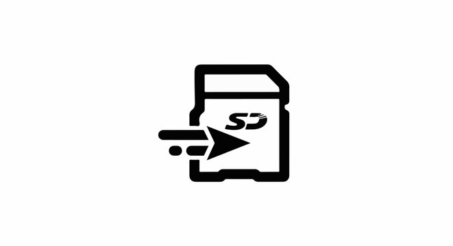 A black and white icon of a card with an arrow indicating data transfer