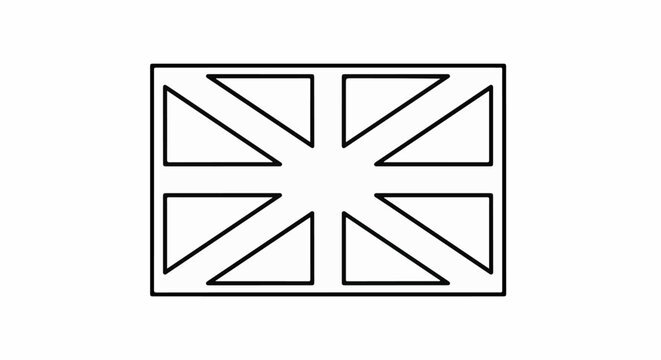 Stylized Union Jack flag outline with thick black lines on white