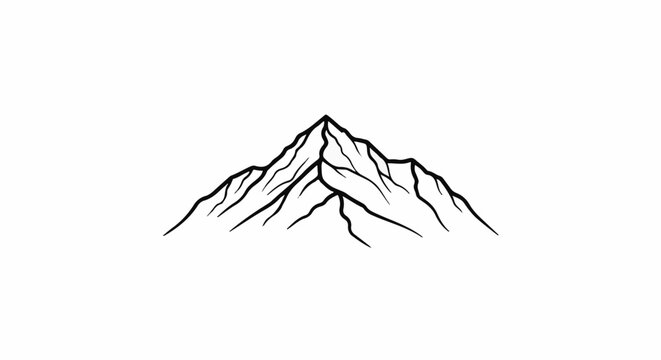 Stylized black and white mountain peak with sharp ridges and valleys