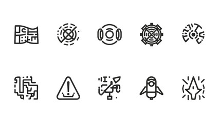 Fototapeta premium Futuristic Tech Icons: A collection of meticulously crafted, minimalist icons representing cutting-edge technology and innovation, inviting the viewer to explore the realm of the digital world.