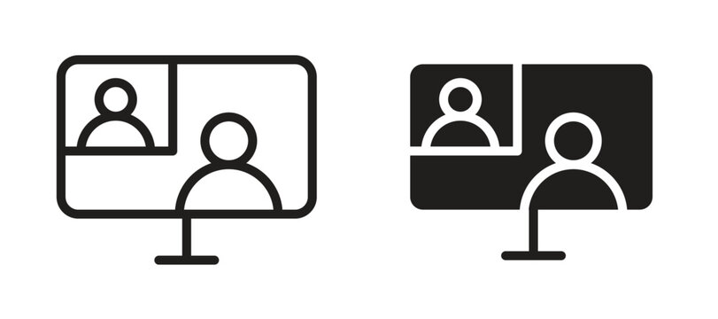 Online meeting icon symbol, black style vector icons pack