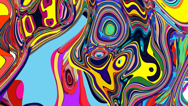 Colorful Abstract Psychedelic Pattern with Vibrant Swirls and Shapes