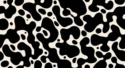 Obraz premium Seamless Abstract Organic Liquid Shapes Pattern in Black and Off-White