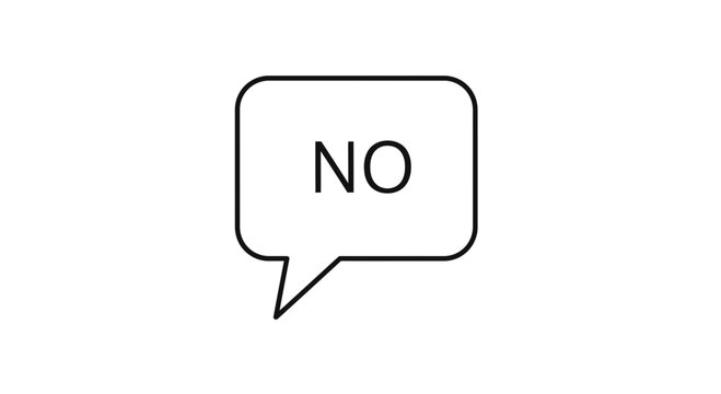 Speech bubble with the word NO in black outline, isolated on white background.