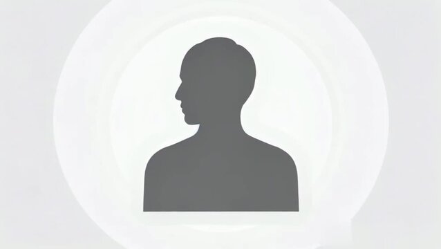 Human silhouette avatar animation rotating to show different profile perspectives in this minimalist digital motion graphic design video clip