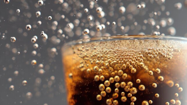soda bubbles rising in glass macro carbonation detail refreshing drink realistic lighting