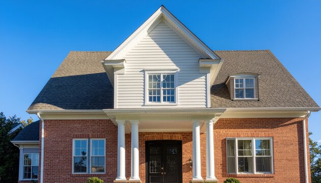 Suburban brick house facade.