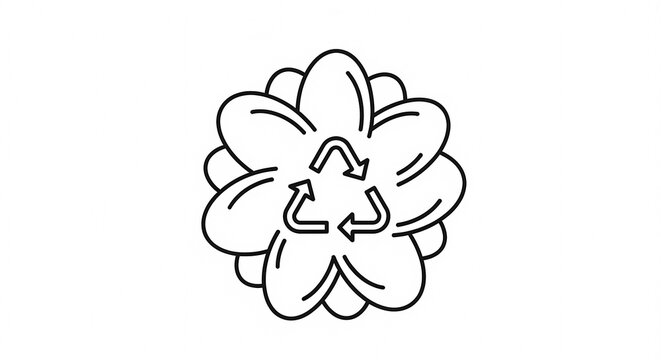 Recycling Symbol Flower Icon Outline.