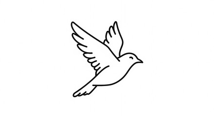 Naklejka premium Simple Line Drawing of a Bird in Flight.