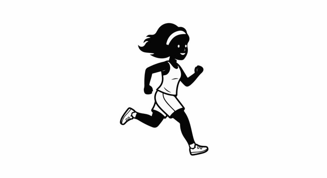 Silhouette of a female runner in athletic wear, mid-stride