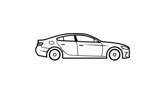 Side profile outline of a modern four-door sedan automobile