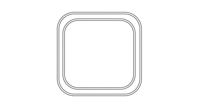 Blank Rounded Square Frame Outline, Simple Geometric Shape, Minimalist Design Element