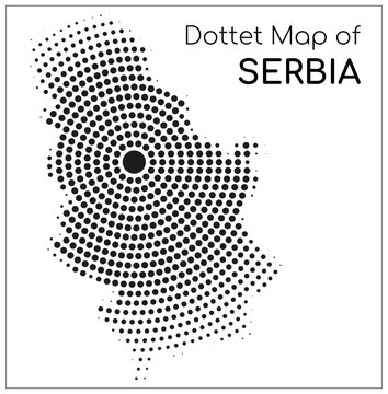 Dotted map of Serbia centered on Belgrade