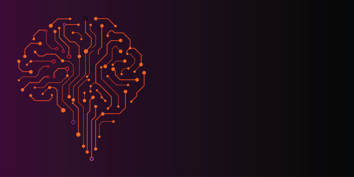 Digital brain concept, artificial intelligence, circuit board design, neural network, technology background vector illustration