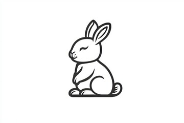 Obraz premium Charming Cartoon Bunny Outline Illustration in Minimalist Style for Kids Projects and Greetings