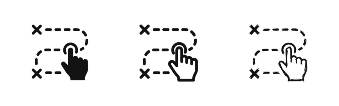 Customer Journey Map and Touchpoint Icon Set with Hand and Route Points