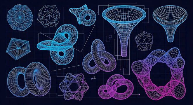 Abstract geometric shapes vector design on dark blue background
