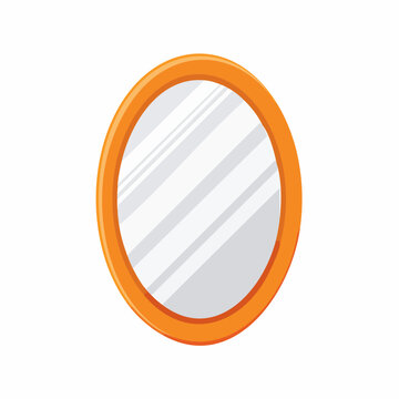 Oval Mirror with Orange Frame