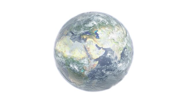 Spinning world globe, detailed digital 3d model of the Earth. Seamless loop 4k