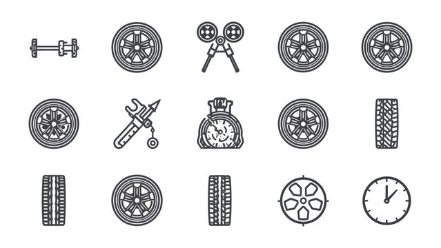 Automotive Parts and Time: An artistic collection of automotive parts, from wheels to tools, juxtaposed with timepieces, creating a visual symphony of mechanics, design, and temporal precision.