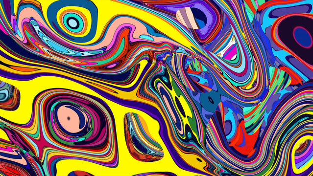 Vibrant abstract psychedelic swirl pattern with bold colors