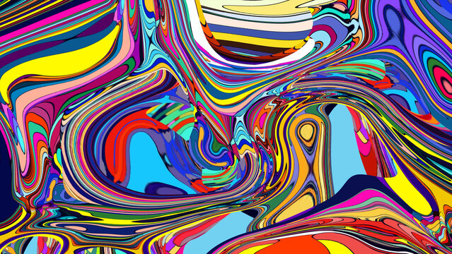 Vibrant abstract swirl pattern with bold multicolored waves