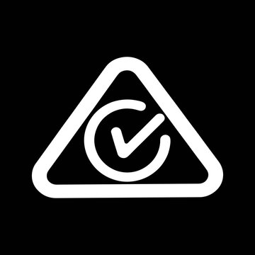 RCM Regulatory Compliance Mark White on Black Triangle Icon