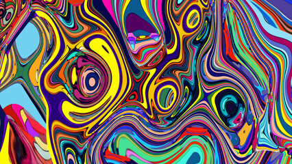 Obraz premium Vibrant abstract psychedelic swirl pattern with bold colors and dynamic shapes