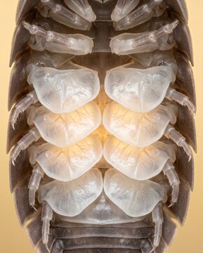 Microscopic view of woodlouse ventral side showing pleopodal lungs